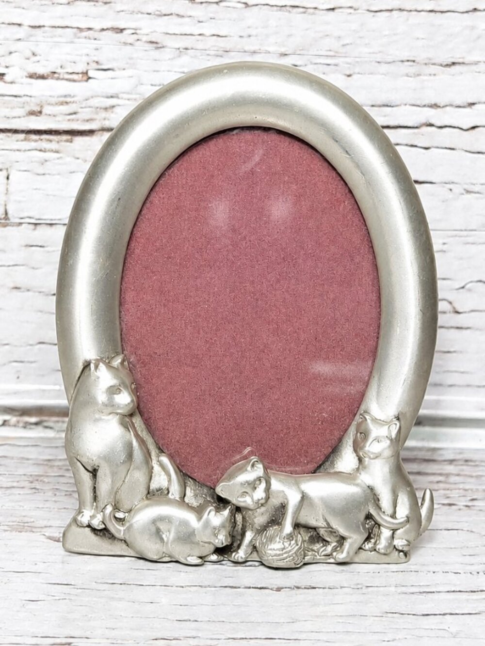 Vintage 1992 Seagull Pewter Cats Kittens Oval Picture Frame 3.5x5 Canada